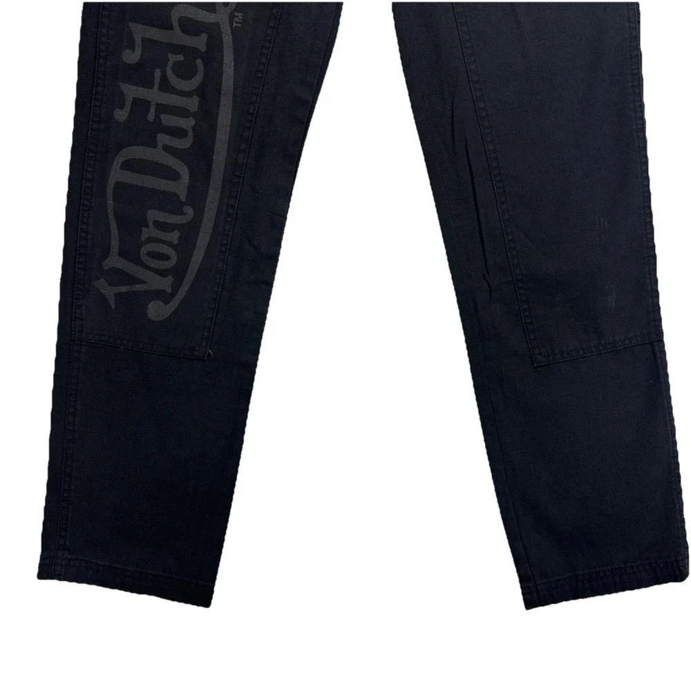 Von Dutch Jeans Mens Sz 30x32 Double Knee Patch Graphic Black Denim -NEW w/ Tag - Picture 6 of 13